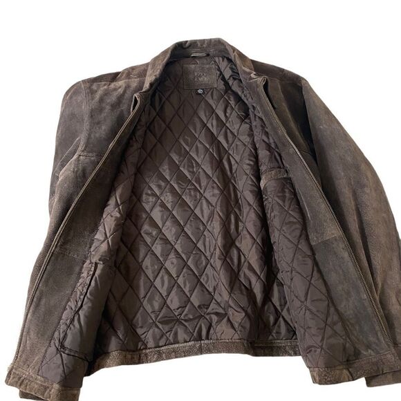 Knightsbridge XL brown suede bomber jacket with silky brown quilted lining - Picture 5 of 9